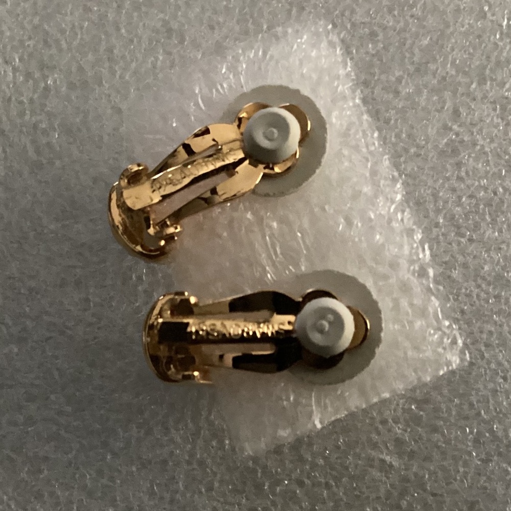 Swarovski Vintage Gold-tone Half Hoop Clip On Earrings - Picture 5 of 14